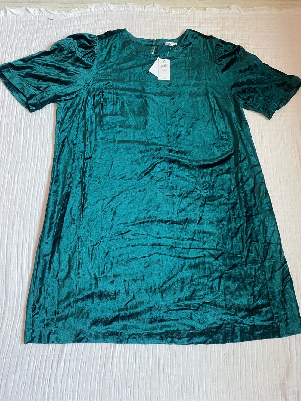 J. Jill Emerald Green Velvet Short Sleeve Dress